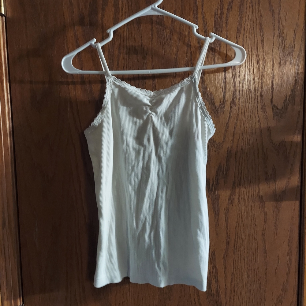 Cat & Jack XL 14 White Lace Trim Cami Top Girls Tank Layering Strap
